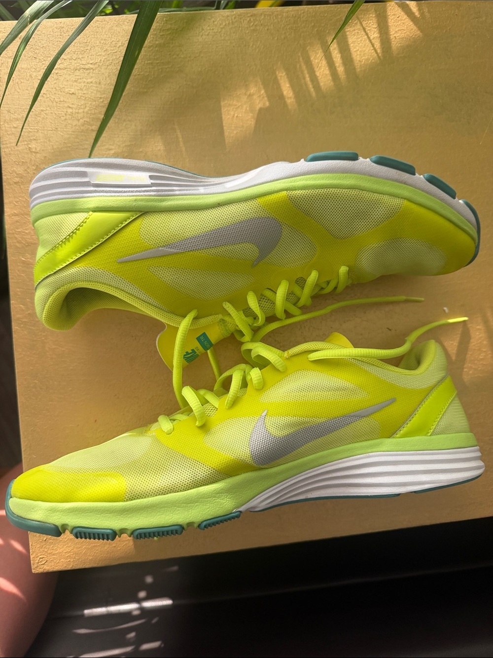 Nike Bright Yellow Running Shoes with Teal Accents - Picture 2 of 6